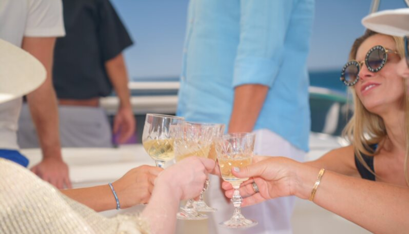 Romantic anniversary celebration on luxury yacht