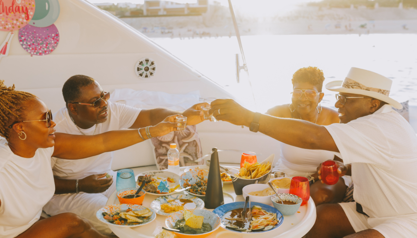 Birthday celebration on luxury yacht