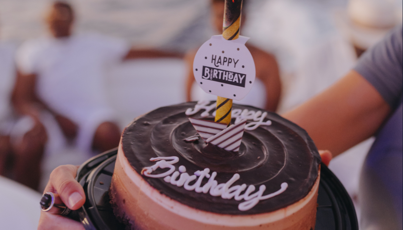 Yacht decorated for birthday party