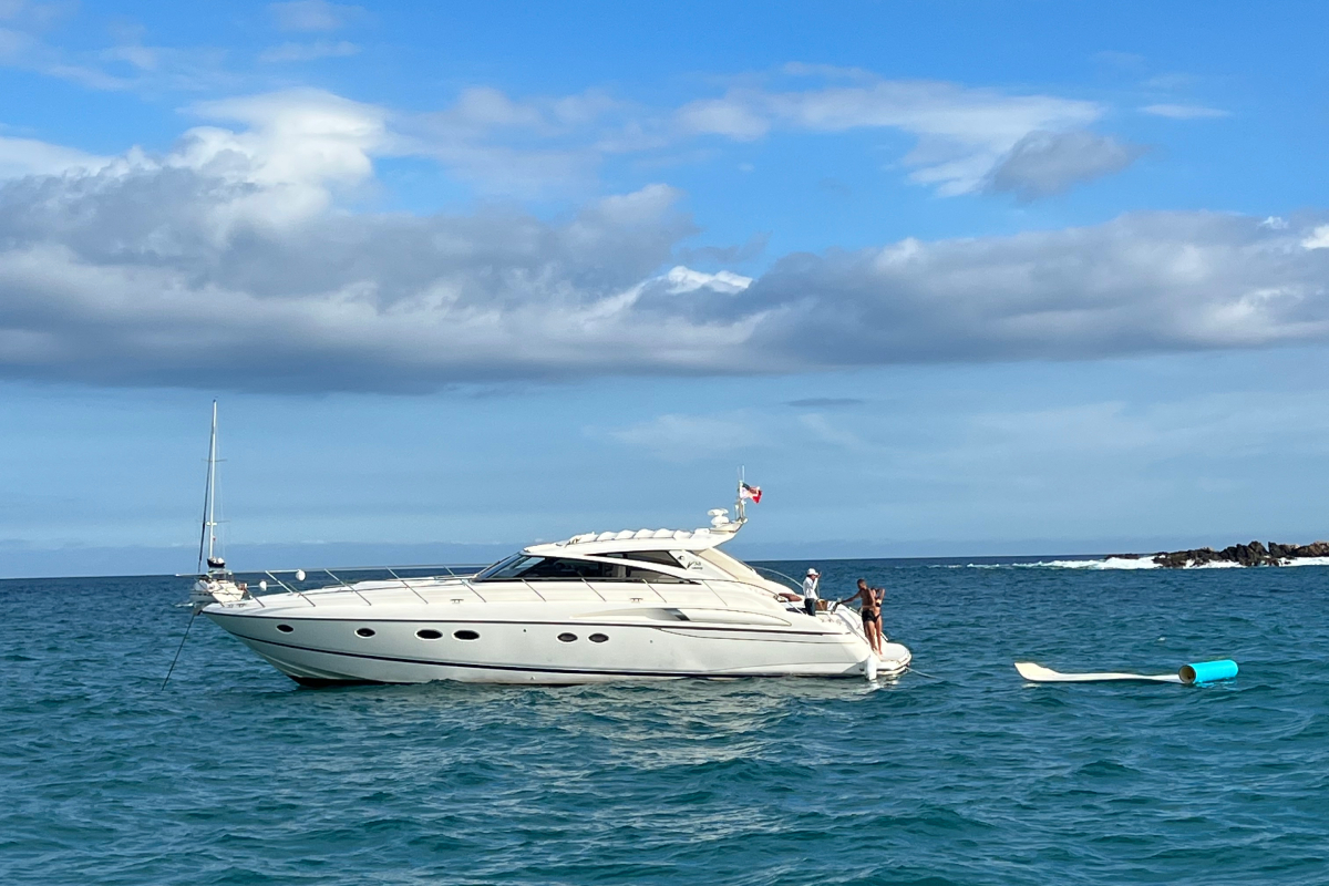 130ft Sovereign superyacht anchored at Lovers Beach Cabo San Lucas Baja California