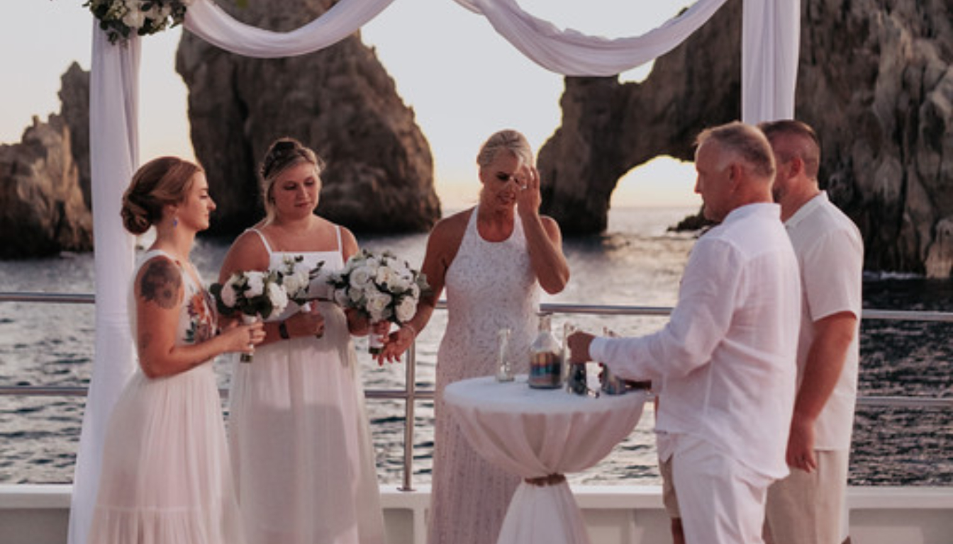 Wedding reception on yacht deck